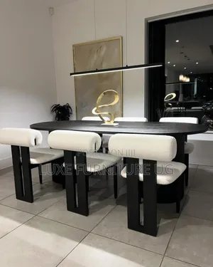 6seats Dinning Table/Off White Black