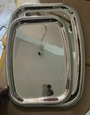2pcs Stainless Steel or Silver-Plated Serving Trays