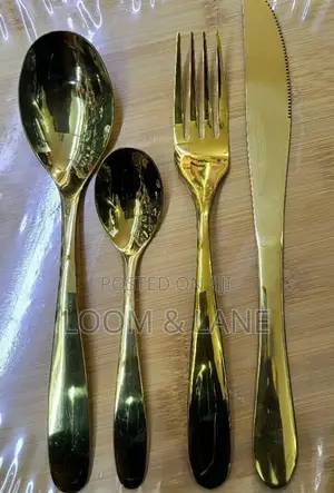 24pcs Gold-Plated Stainless Steel Cutlery