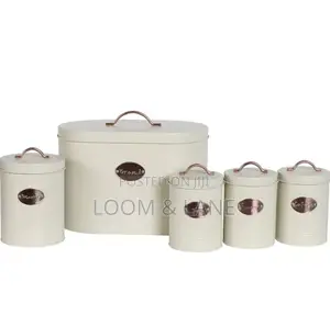5-Piece Cream/Black Kitchen Storage Canister Set