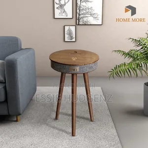 Smart Table With a Built in Bluetooth Speaker Wireless Phone Charger.