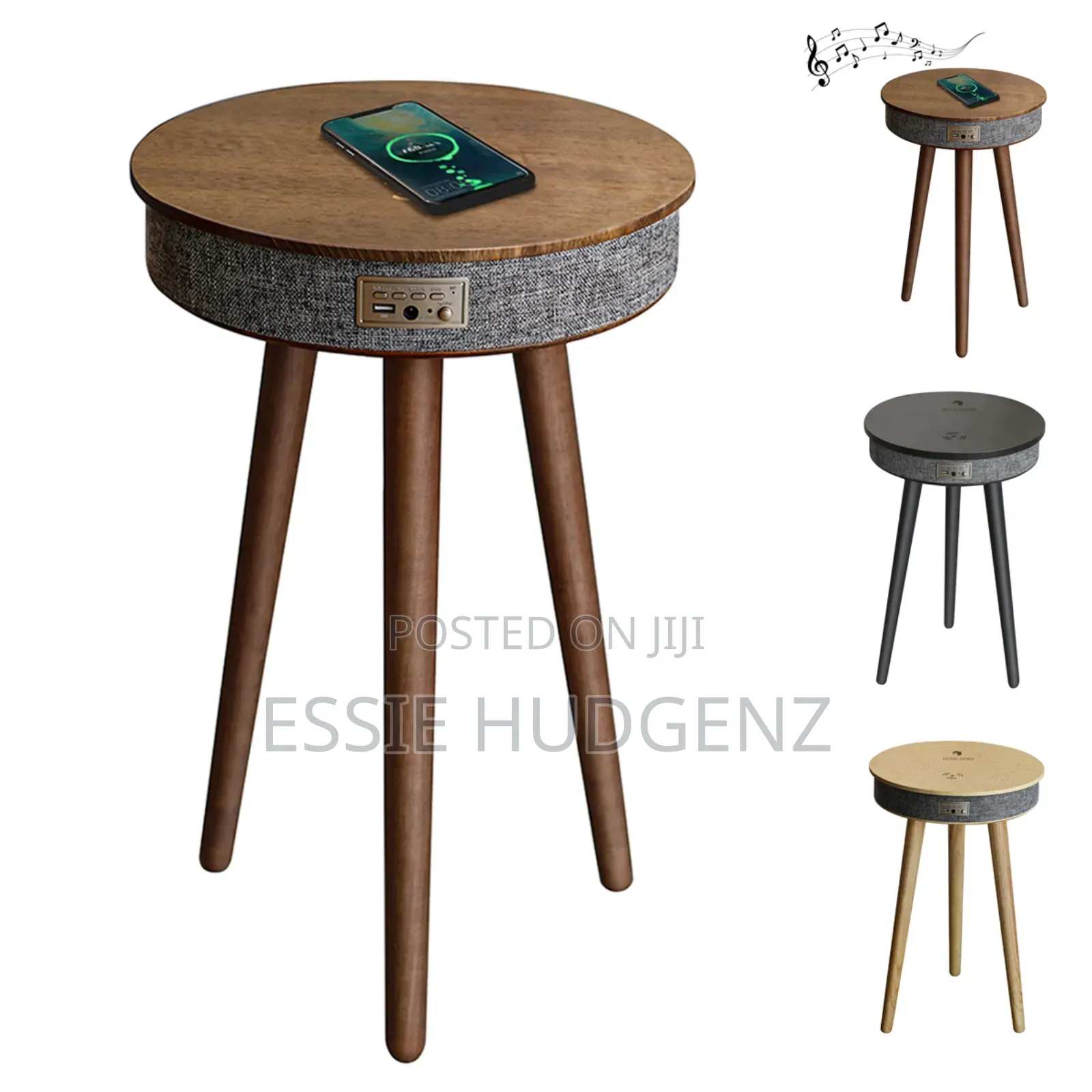 Smart Table With a Built in Bluetooth Speaker Wireless Phone Charger.