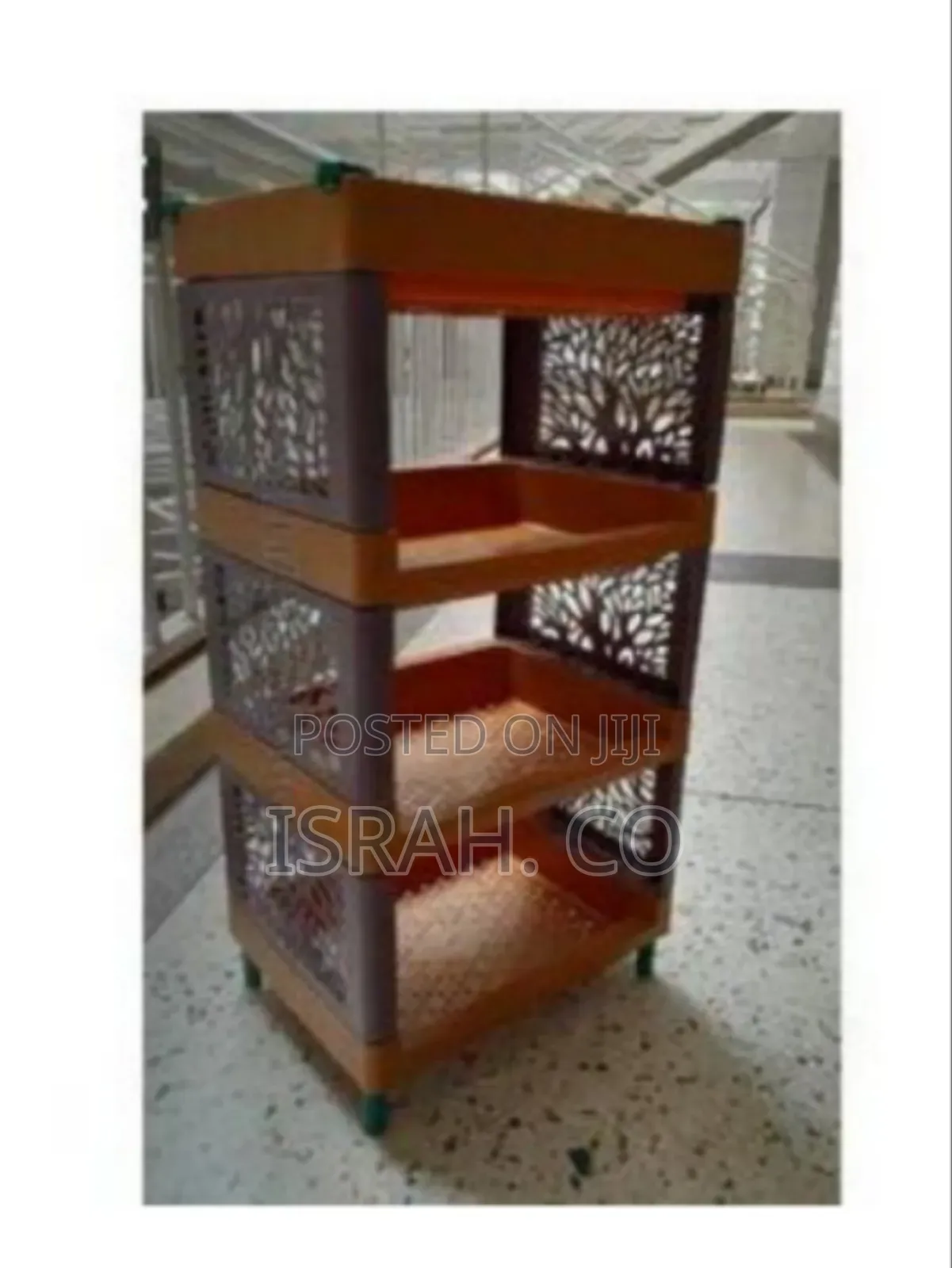 Multi-tier Modular Storage Rack With Decorative Cut-out Design -