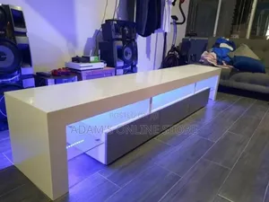 Led Light Tv Stand Unit White With Black