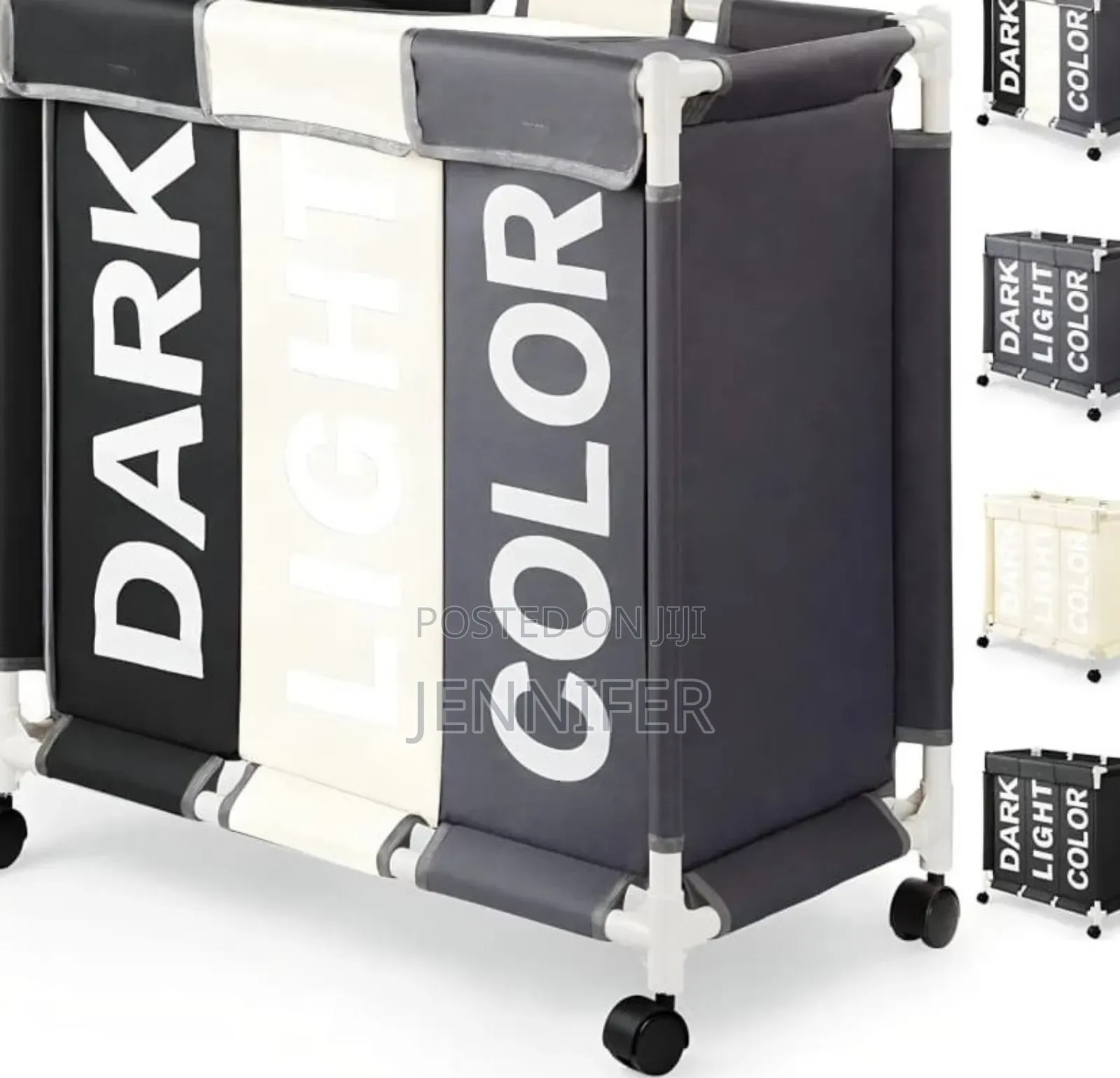 3-Section Laundry Sorter With a PVC Pipe Frame and Wheels.