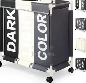 3-Section Laundry Sorter With a PVC Pipe Frame and Wheels.