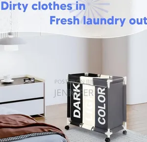 3-Section Laundry Sorter With a PVC Pipe Frame and Wheels.