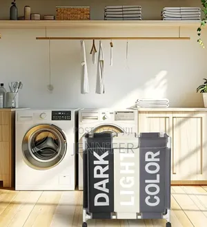 3-Section Laundry Sorter With a PVC Pipe Frame and Wheels.