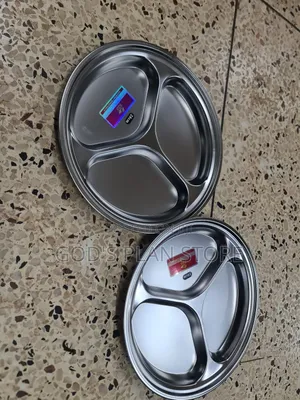 12pcs Stainless Partitioned Diner Plates Stainless Plates