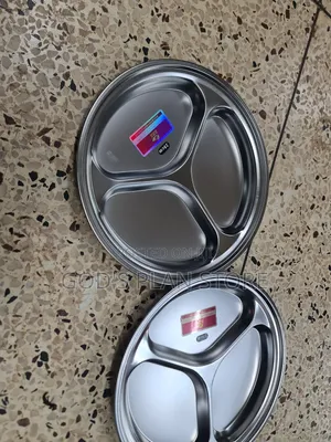 12pcs Stainless Partitioned Diner Plates Stainless Plates