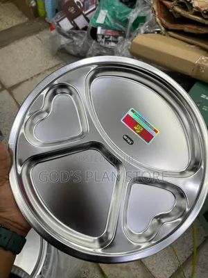 Metal Siliver Partitions Stainless Diner Plates 12pcs