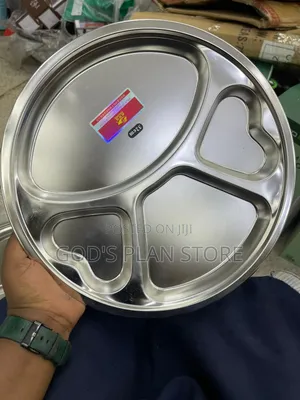Metal Siliver Partitions Stainless Diner Plates 12pcs