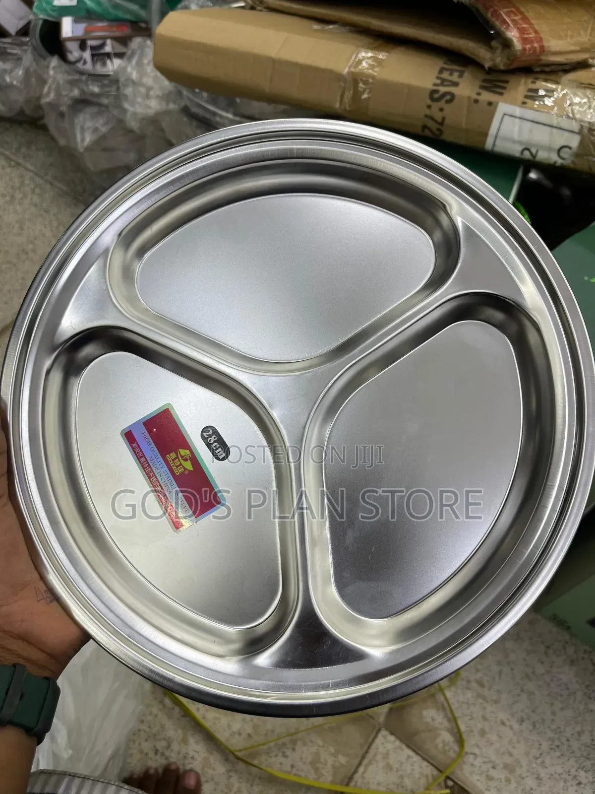 Metal Siliver Partitions Stainless Diner Plates 12pcs