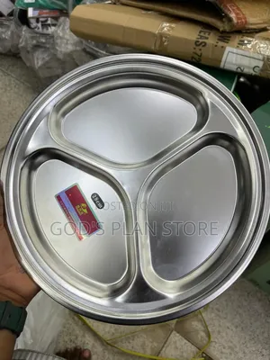 Metal Siliver Partitions Stainless Diner Plates 12pcs