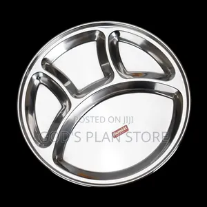 Sumit Stainless Steel Round Partitioned Diner Plates 12pcs