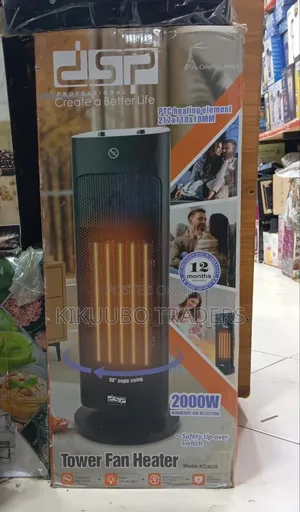 DSP Tower Fan Heater – 80° Oscillation With Thermostat, 2000w