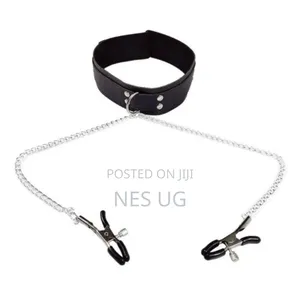 Erotic Leather Collar Necklace With Nipple Clamps Breast Chain Sex Toy
