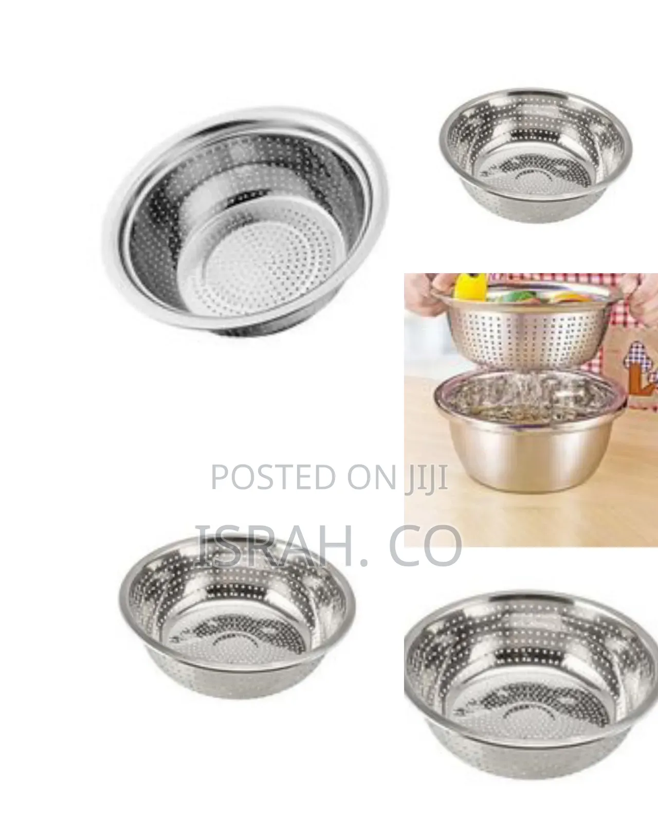 Stainless Steel Colander / Strainer Basket - Silver