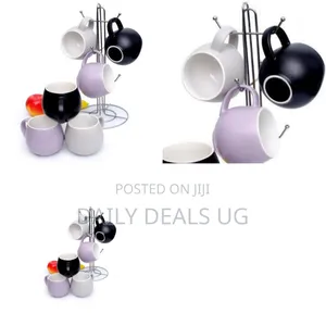 Modern Ceramic Mug Set With a Display Stand
