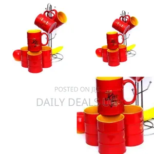 Ceramic Mug Set With a Metal Stand