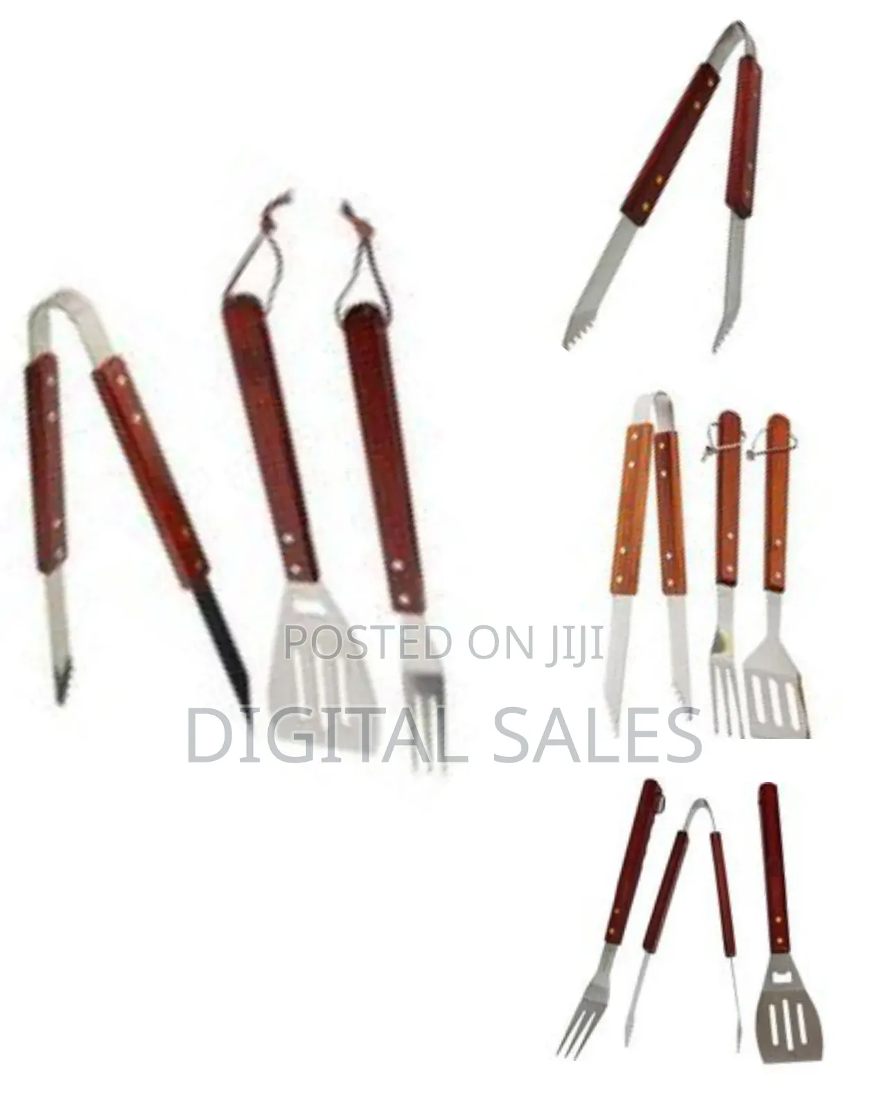 3-Piece Wooden-Handled Barbecue Grilling Tool Set