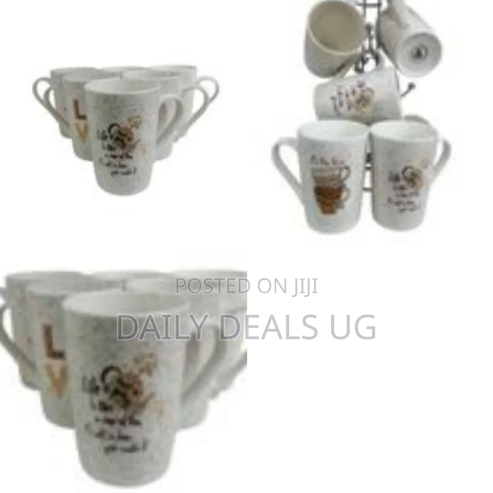 Generic Decorative Ceramic Mug Set With a Metal Stand