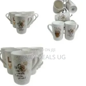 Generic Decorative Ceramic Mug Set With a Metal Stand