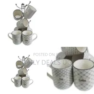 Set of 6 Ceramic Espresso Mugs With a Stand