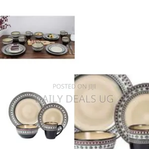 Lorren Home Trends 16 Piece Glazed Dinnerware Neutral Set