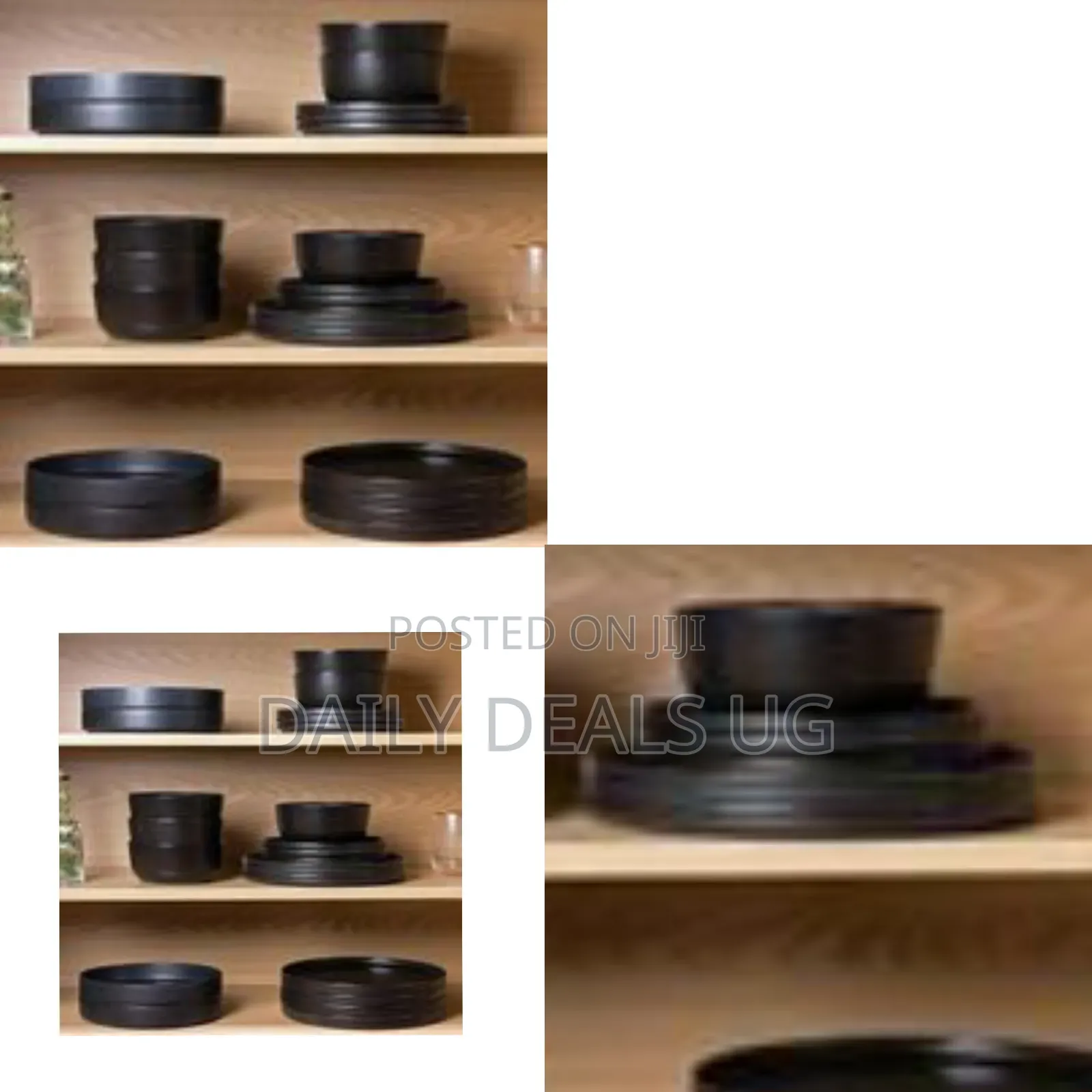 Modern Matte Black Stoneware Dinnerware Set