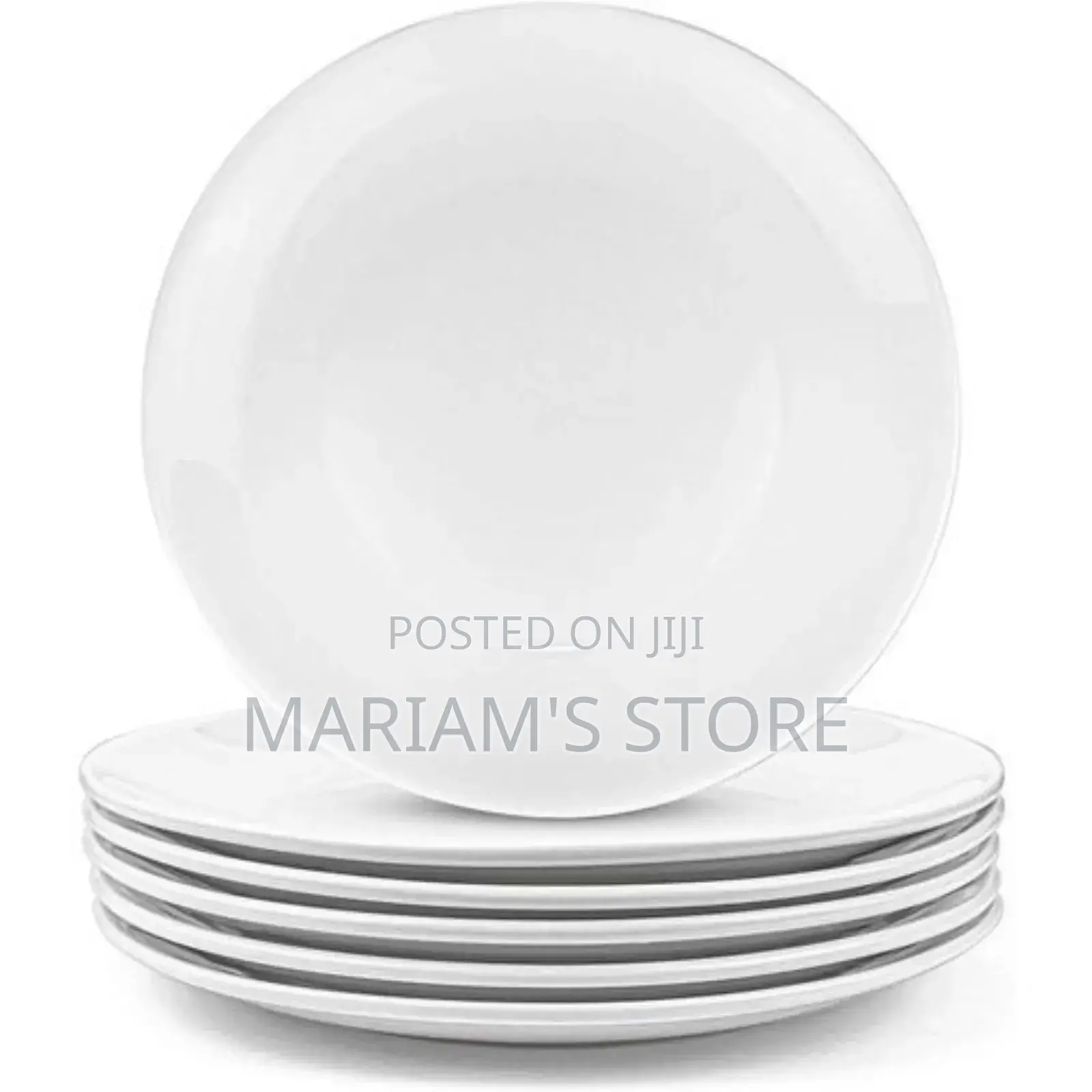 6 Piece Large White Dinner Plate Set, White 10 Inch