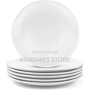 6 Piece Large White Dinner Plate Set, White 10 Inch