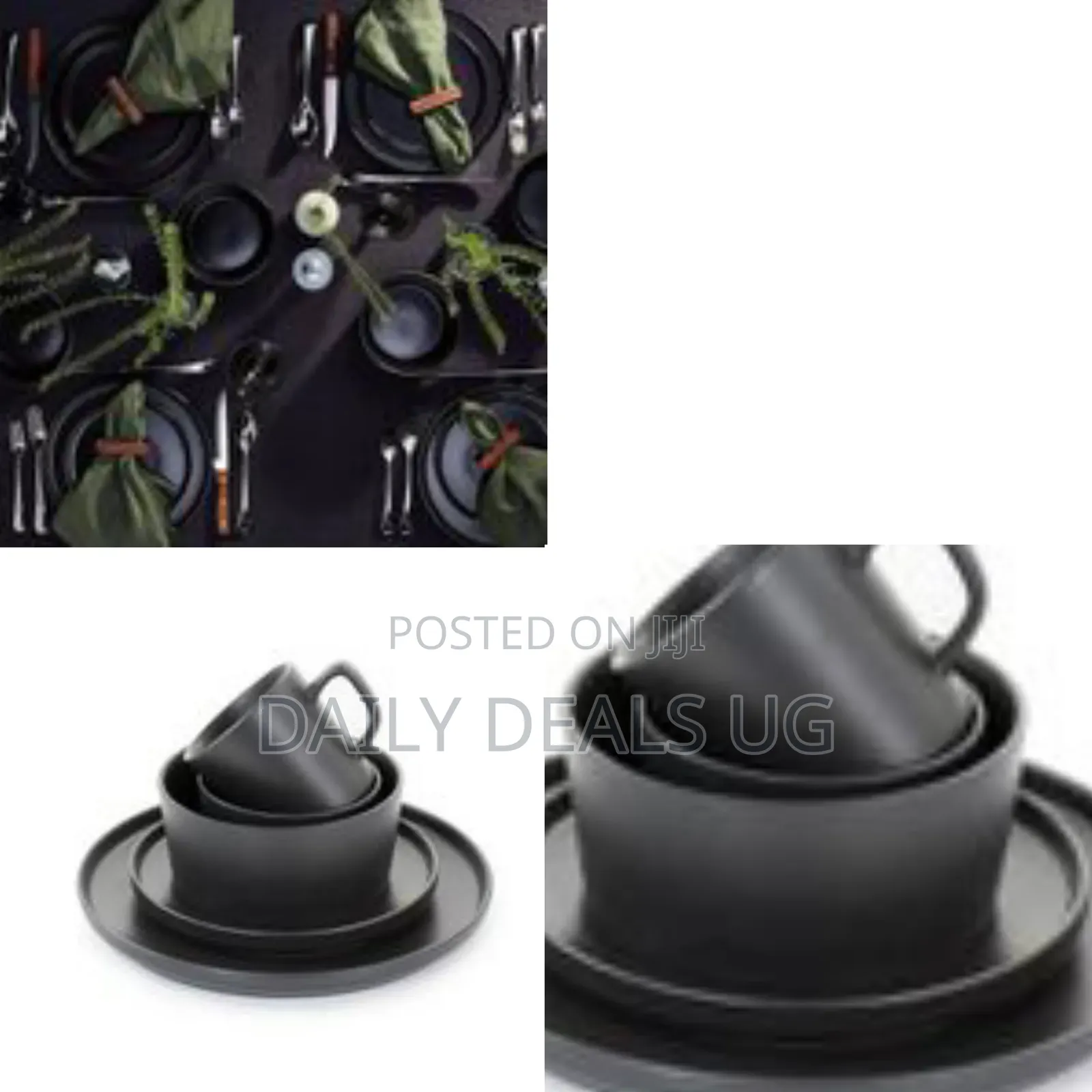 Luxmatte Black 20 Piece Stoneware Dinnerware Set