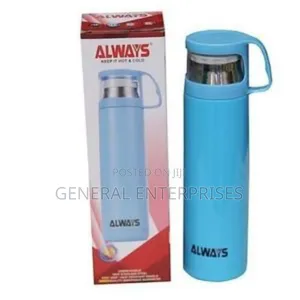 An Always Brand Temperate 0.5-Litre Unbreakable Vacuum Flask in Blue.
