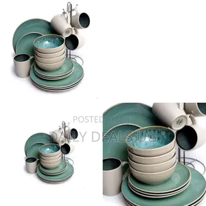 16-Piece Turquoise Stoneware Dinnerware Set