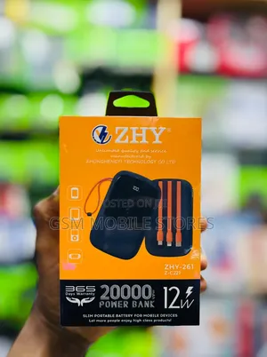  Zhy 20000mah 12w Slim Portable Fast Charging Powerbank