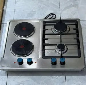 Stainless Steel Gas Hob 2 Hotplates and 2 Gas Burners