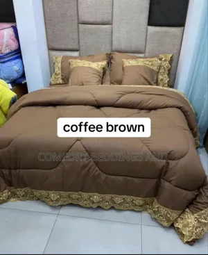 6 Peices Bedcover Coffee Brown