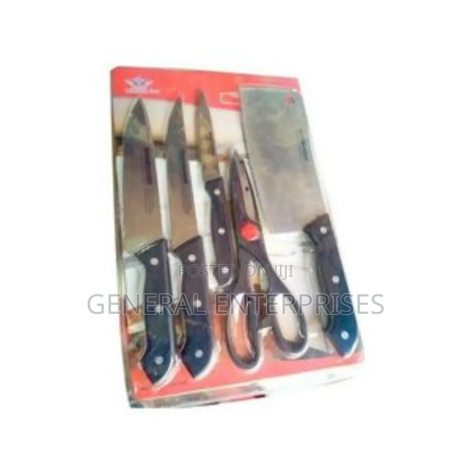 Stainless Steel Kitchen Knife Set With a Cutting Board and Scissors.