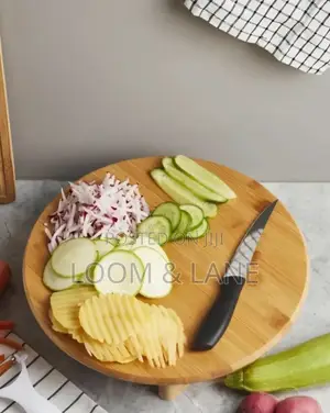 Round, Elevated Bamboo Cutting and Serving Board
