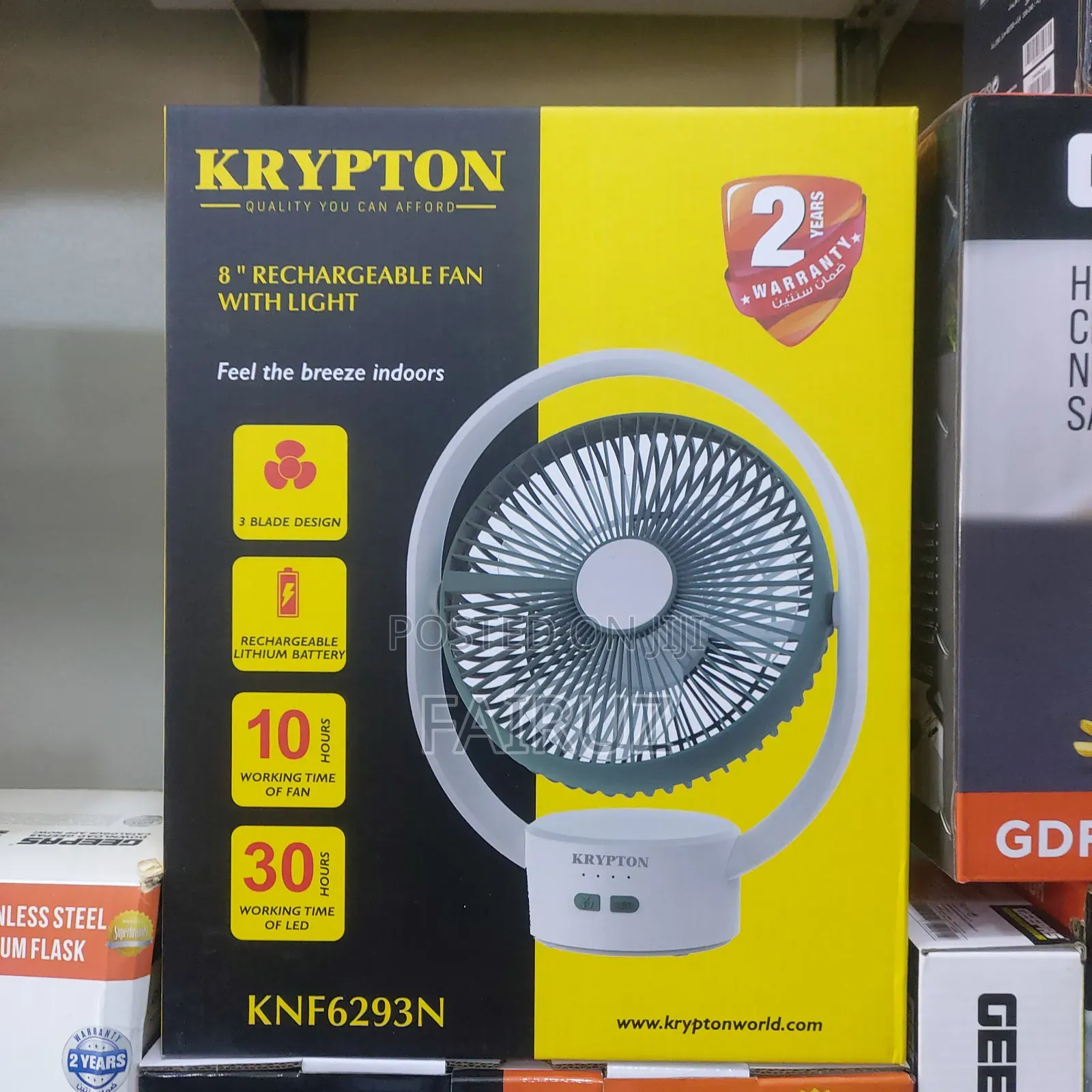 8" Krypton Rechargeable Fan With Light
