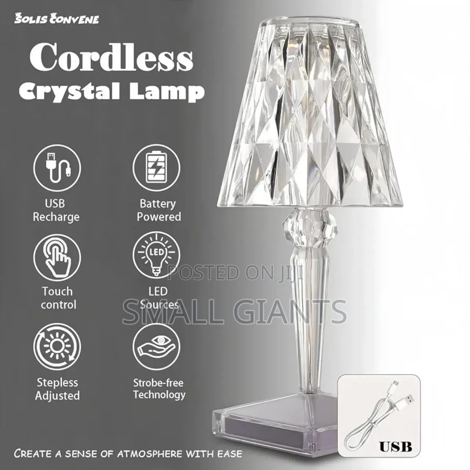 Solis Convene Cordless Crystal Lamp