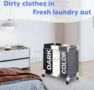 3-Section Laundry Sorter With a PVC Pipe Frame and Wheels.