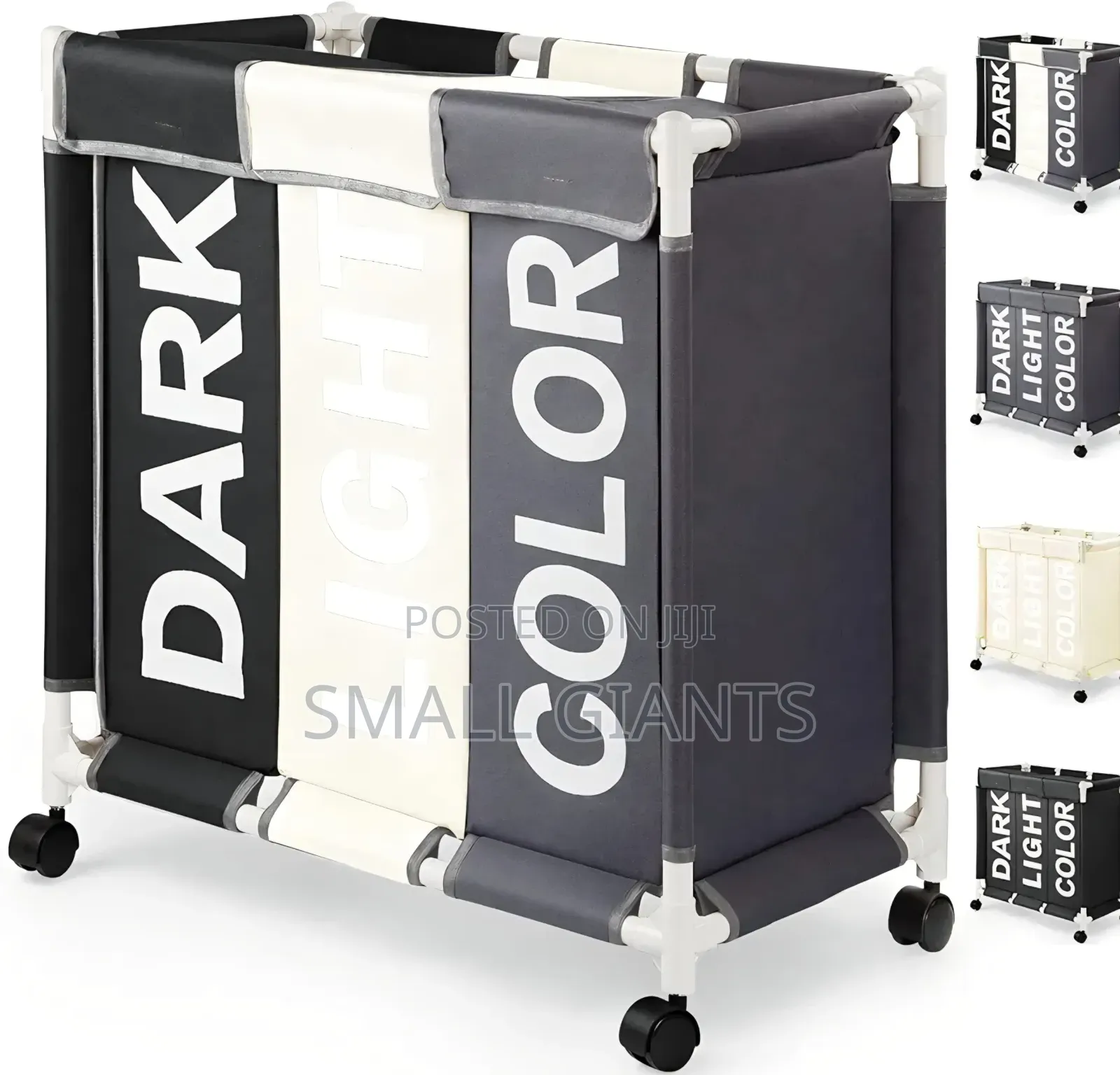 3-Section Laundry Sorter With a PVC Pipe Frame and Wheels.