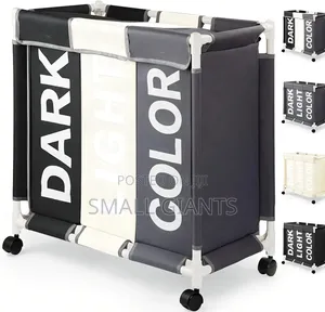 3-Section Laundry Sorter With a PVC Pipe Frame and Wheels.