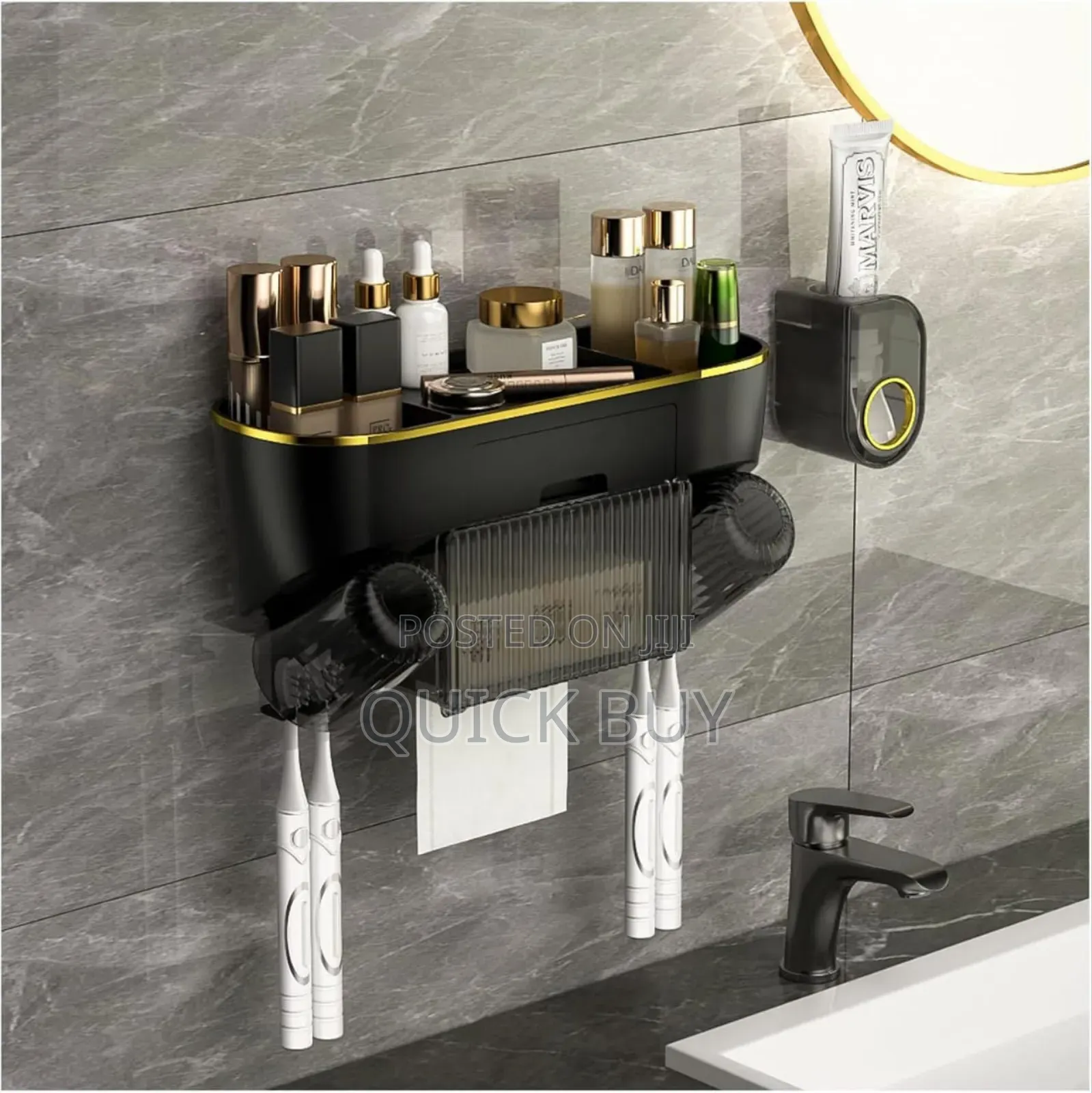 Unique Multifunctional Wall-Mounted Toothbrush Holder and Organizer