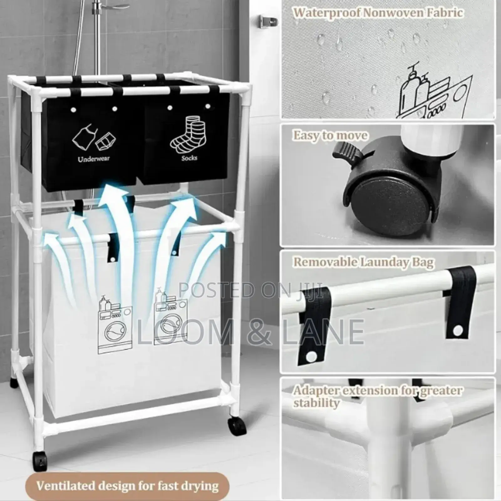 Multi-Functional 3-Tier Rolling Laundry Sorter With Shelves