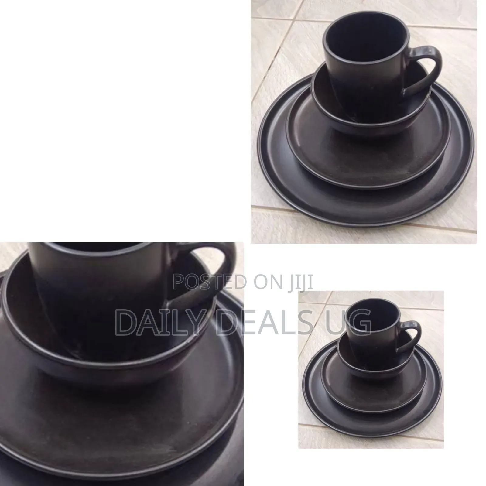 A Black Matte Stoneware Dinnerware Set
