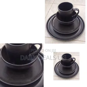 A Black Matte Stoneware Dinnerware Set
