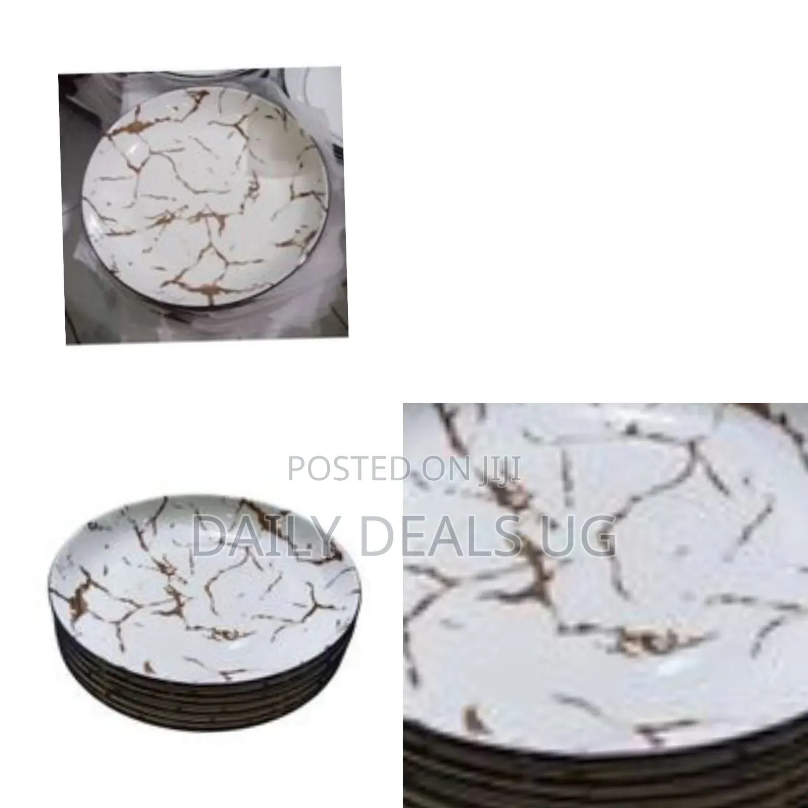Marble Porcelain Dinner Plate With Gold Accents